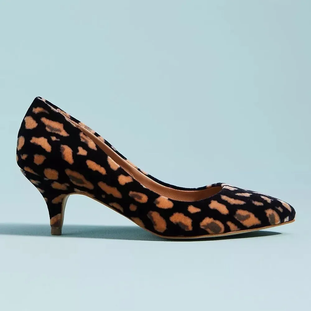 Anthropologie Abstract Velvet Kitten Heels NWT Size US 9.5 EU 40.5 - Picture 6 of 8
